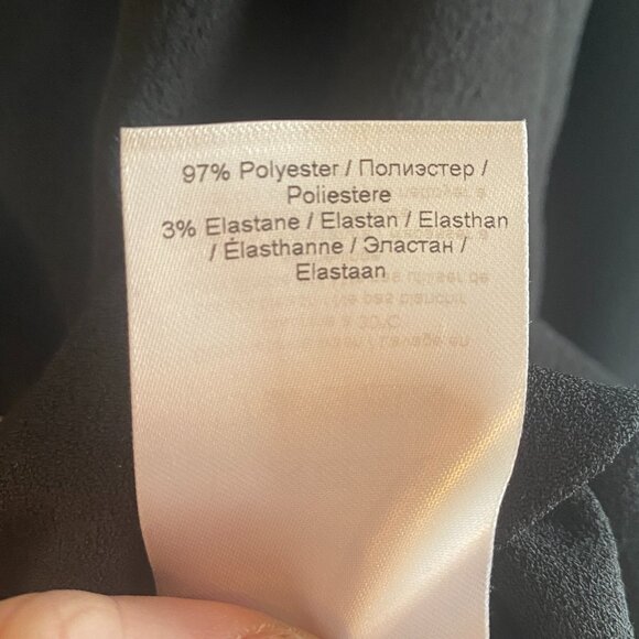 GANNI BLOUSE BLACK HEAVY CREPE BLOUSON SLEEVE TOP - Picture 7 of 8